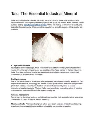 Talc: Um Mineral Versátil e Essencial para Diversas Aplicações Industriais!